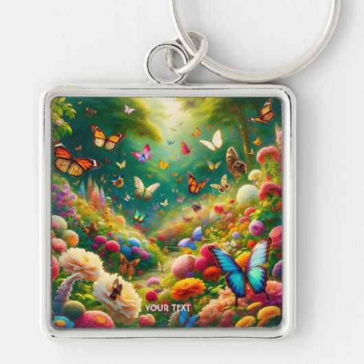 Fantasy Schattigee bosbloemen vlinders Sleutelhanger (Voorkant)