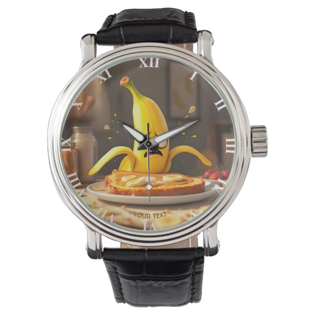 Fantasy Schattigee boter banaan toast Horloge (Voorkant)