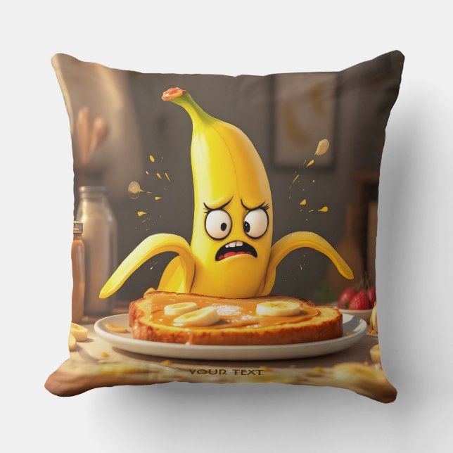 Fantasy Schattigee boter banaan toast Kussen (Voorkant)