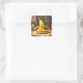 Fantasy Schattigee boter banaan toast Vierkante Sticker (Tas)