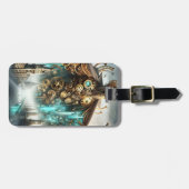 Fantasy Schattigee Bridge Steampunk Robot Bagagelabel (Voorkant horizontaal)