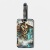 Fantasy Schattigee Bridge Steampunk Robot Bagagelabel (Achterkant verticaal)