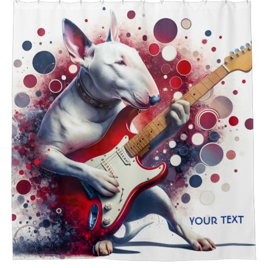 Fantasy Schattigee Bull Terrier gitaar Douchegordijn (Voorkant)