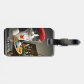 Fantasy Schattigee Cat Beret Schilderij Bagagelabel (Achterkant horizontaal)