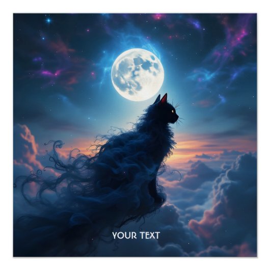 Fantasy Schattigee Cat Moon Wolken Perfect Poster (Voorkant)