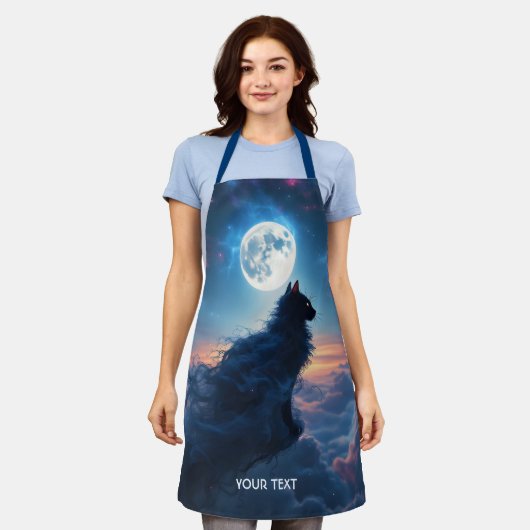 Fantasy Schattigee Cat Moon Wolken Schort (Gedragen)