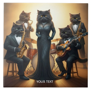 Fantasy Schattigee Cats Jazz Band Tegeltje