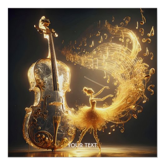 Fantasy Schattigee cello dansnotities Perfect Poster (Voorkant)