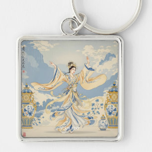 Fantasy Schattigee Chinese Danser Print Sleutelhanger