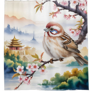 Fantasy Schattigee Chinese vogelbloesem Douchegordijn