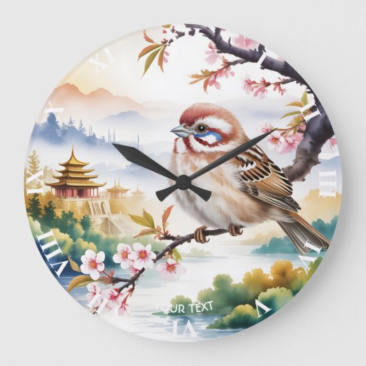 Fantasy Schattigee Chinese vogelbloesem Grote Klok (Voorkant)