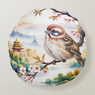 Fantasy Schattigee Chinese vogelbloesem Rond Kussen