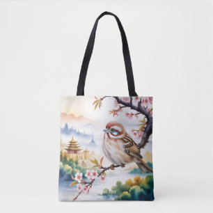 Fantasy Schattigee Chinese vogelbloesem Tote Bag