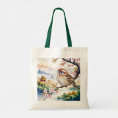 Fantasy Schattigee Chinese vogelbloesem Tote Bag (Achterkant)