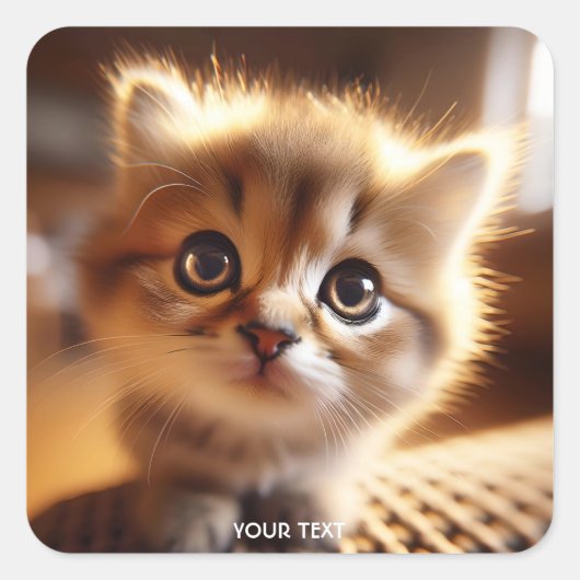 Fantasy Schattigee close-up kleine kitten Vierkante Sticker (Voorkant)