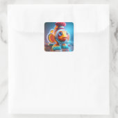 Fantasy Schattigee Clown Wacky Fish Vierkante Sticker (Tas)