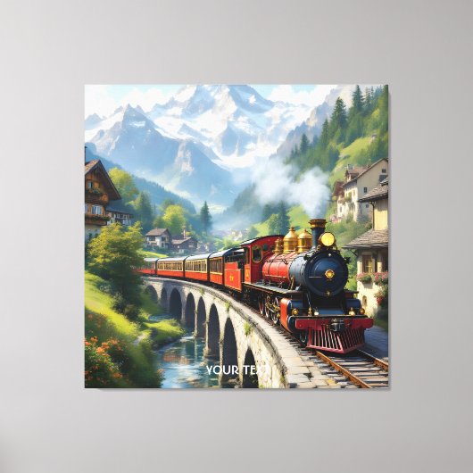 Fantasy Schattigee Crimson Antiek Train Canvas Afdruk (Voorkant)