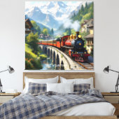 Fantasy Schattigee Crimson Antiek Train Canvas Afdruk (Insitu (Slaapkamer))