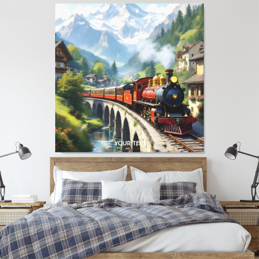 Fantasy Schattigee Crimson Antiek Train Canvas Afdruk (Insitu (Slaapkamer))