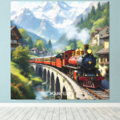 Fantasy Schattigee Crimson Antiek Train Canvas Afdruk (Insitu (Houten vloer))