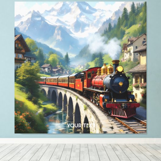 Fantasy Schattigee Crimson Antiek Train Canvas Afdruk (Insitu (Houten vloer))