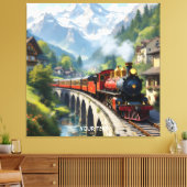 Fantasy Schattigee Crimson Antiek Train Canvas Afdruk (Insitu (Woonkamer))