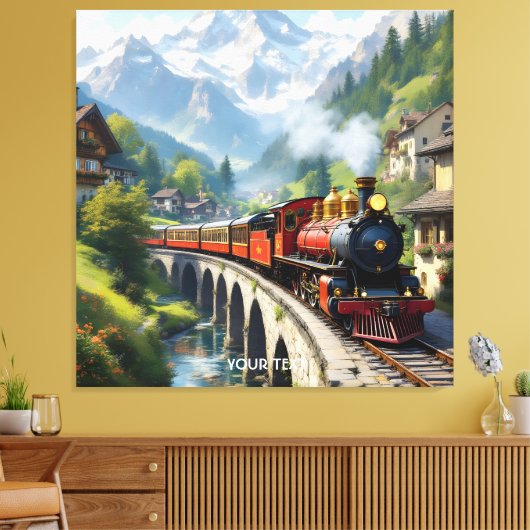 Fantasy Schattigee Crimson Antiek Train Canvas Afdruk (Insitu (Woonkamer))