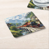 Fantasy Schattigee Crimson Antiek Train Kartonnen Onderzetters (Schuin)