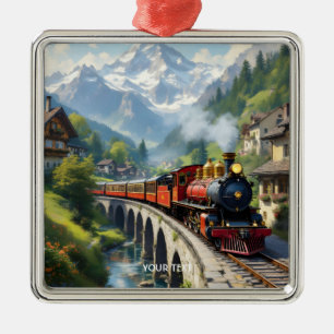 Fantasy Schattigee Crimson Antiek Train Metalen Ornament