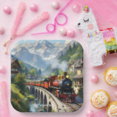 Fantasy Schattigee Crimson Antiek Train Papieren Bordje (Feest)