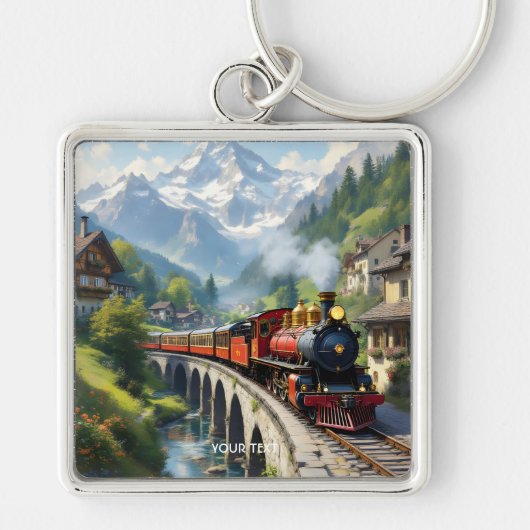 Fantasy Schattigee Crimson Antiek Train Sleutelhanger (Voorkant)