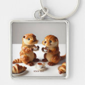 Fantasy Schattigee Croissants Otters Tea Sleutelhanger (Voorkant)