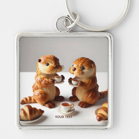 Fantasy Schattigee Croissants Otters Tea Sleutelhanger (Voorkant)