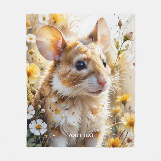 Fantasy Schattigee Curious Mouse Garden Fleece Deken (Voorkant)