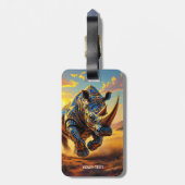 Fantasy Schattigee Cyber Rhino Desert Bagagelabel (Achterkant verticaal)