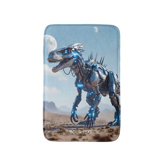 Fantasy Schattigee Cyborg Dinosauruswoestijn Badmat (Voorkant Verticaal)