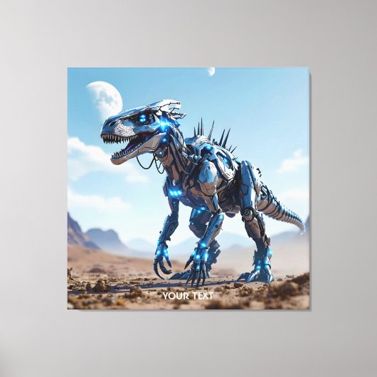 Fantasy Schattigee Cyborg Dinosauruswoestijn Canvas Afdruk (Voorkant)