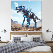 Fantasy Schattigee Cyborg Dinosauruswoestijn Canvas Afdruk (Insitu (Slaapkamer))