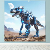 Fantasy Schattigee Cyborg Dinosauruswoestijn Canvas Afdruk (Insitu (Houten vloer))