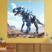 Fantasy Schattigee Cyborg Dinosauruswoestijn Canvas Afdruk (Insitu (Woonkamer))