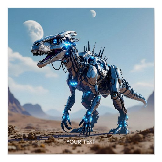 Fantasy Schattigee Cyborg Dinosauruswoestijn Perfect Poster (Voorkant)