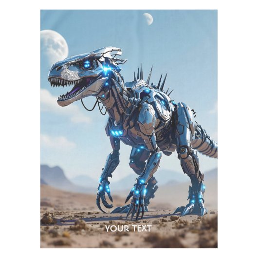 Fantasy Schattigee Cyborg Dinosauruswoestijn Tafelkleed (Voorkant)
