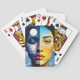 Fantasy Schattigee dag nacht gezicht Pokerkaarten