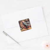 Fantasy Schattigee Dancing Panther Crowd Vierkante Sticker (Envelop)