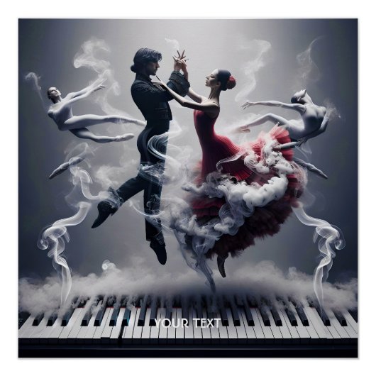 Fantasy Schattigee danseres Ballerina Piano Perfect Poster (Voorkant)