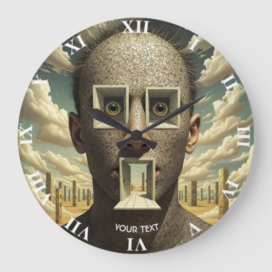 Fantasy Schattigee Deur Windows Man Grote Klok (Voorkant)