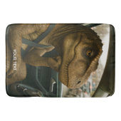 Fantasy Schattigee dinosaurus rijdende auto Badmat (Voorkant)