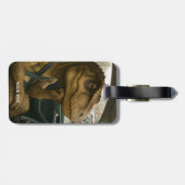 Fantasy Schattigee dinosaurus rijdende auto Bagagelabel (Achterkant horizontaal)