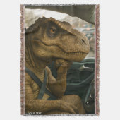 Fantasy Schattigee dinosaurus rijdende auto Deken (Voorkant Verticaal)