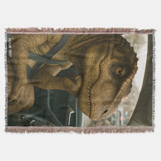 Fantasy Schattigee dinosaurus rijdende auto Deken (Voorkant)